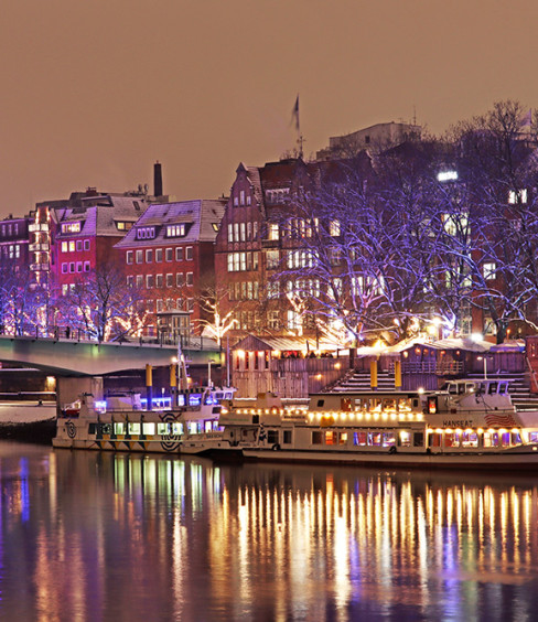 Schlachte Nacht Schiffe